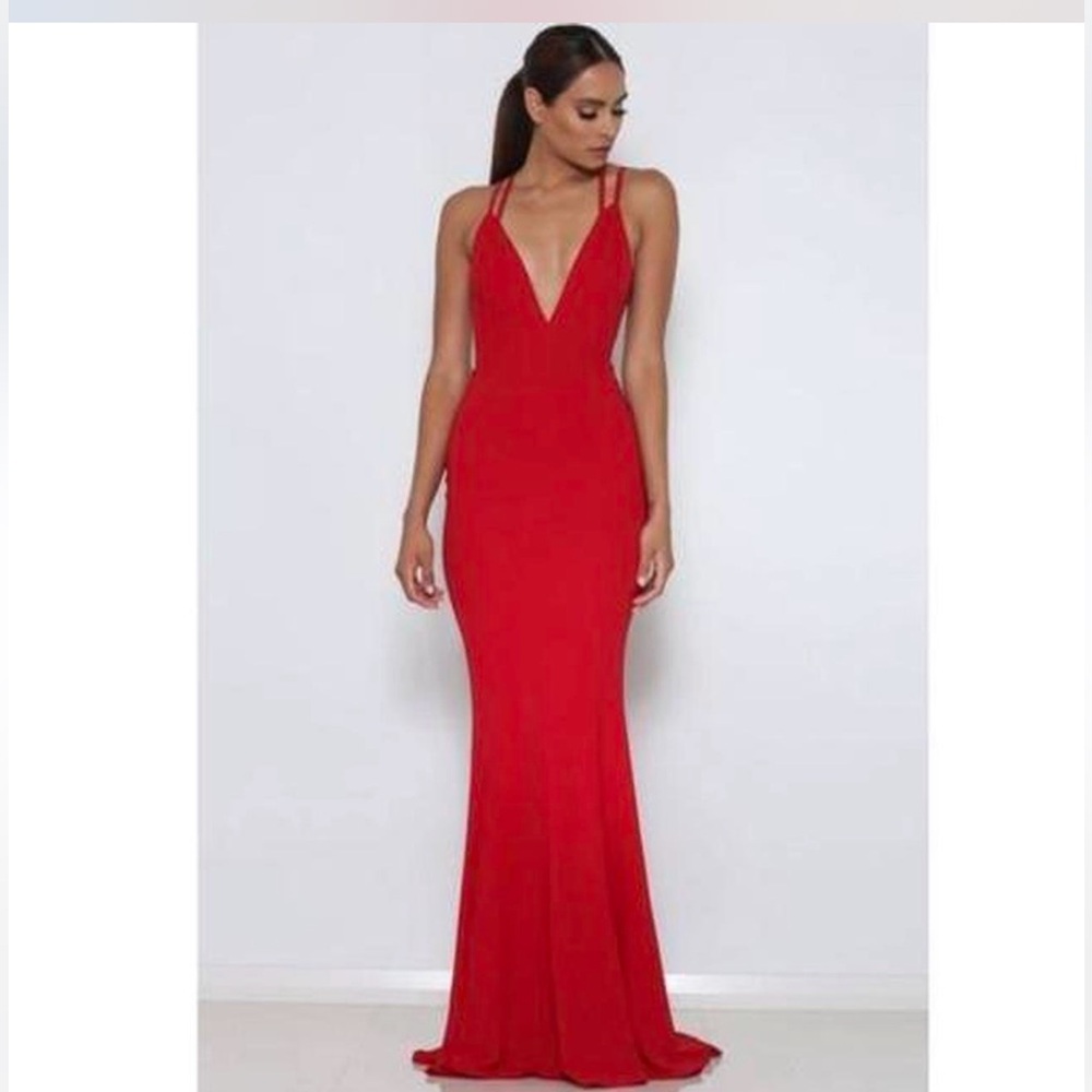 Abyss By Abby Striking Red Backless Dress